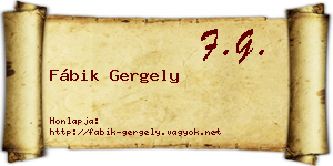 Fábik Gergely névjegykártya